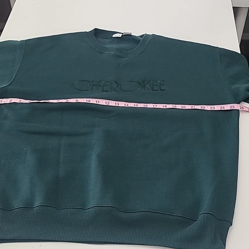 Cherokee Women Sweater‎ Green XL Long Sleeve Crew Neck Vintage Embroidered Logo